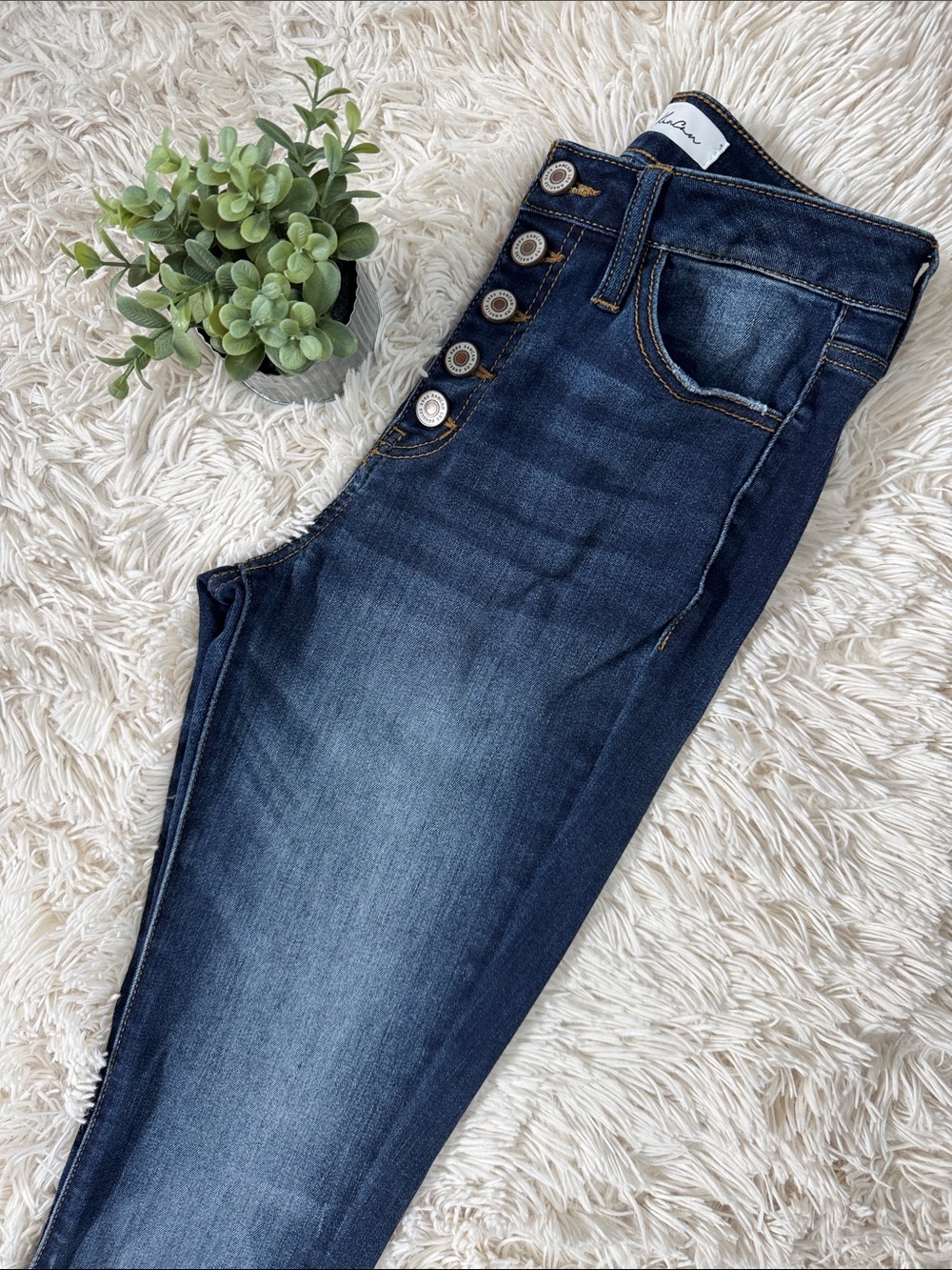 KanCan High-Rise Button-Fly Skinny Jeans 💗 Dark Blue - Picture 8 of 13